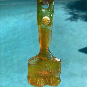 Handmade Cast Glass Paint Brush Orange Glass  7.5” x 2.5” Perfect artist gift